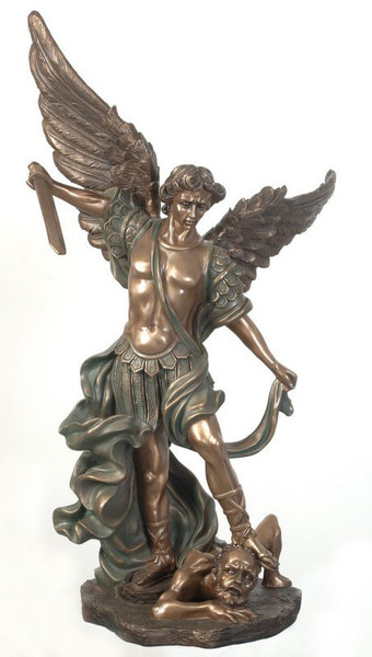 Angel & Cherub Statue Large Replica of Saint Michael Sculpture